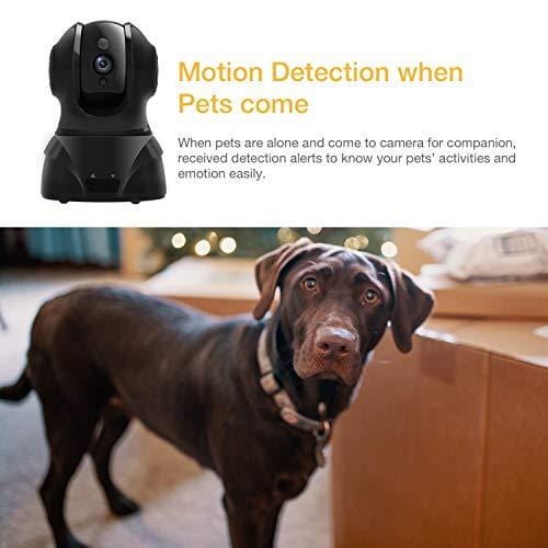Famisafe Wireless Pet Camera - FHD 1080P Dog Camera 2MP Camera with Pan/Tilt/Zoom, 2-Way Audio, Motion Detection, Night Vision, Remote Monitor for Baby Pet Elder, Work with Alexa (Android/iOS) - Black