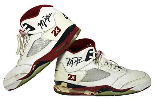 Bulls Michael Jordan Signed 1990 Game Used Nike Air Jordan V Shoes BAS