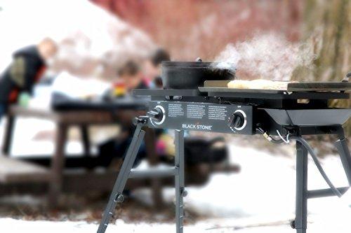 Blackstone Grills Tailgater - Portable Gas Grill and Griddle Combo - Barbecue Box - Two Open Burners â€œ Griddle Top - Adjustable Legs - Camping Stove Great for Hunting, Fishing, Tailgating and More