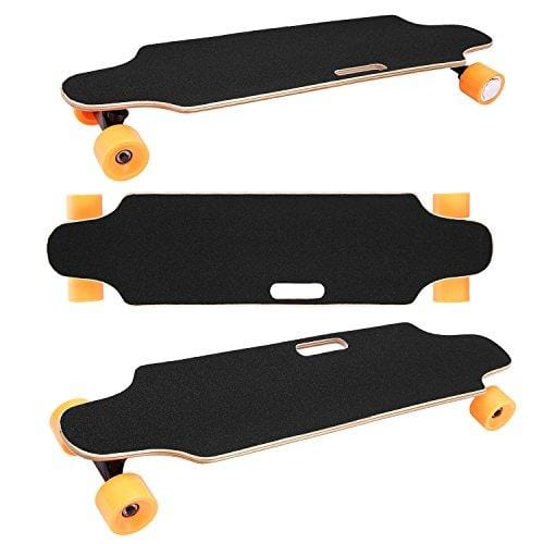 35.4" Electric Skateboard 10km Range 250W Hub-Motor 2.9" Wheels Longboard with Remote Controller Waterproof IP54 (Orange)