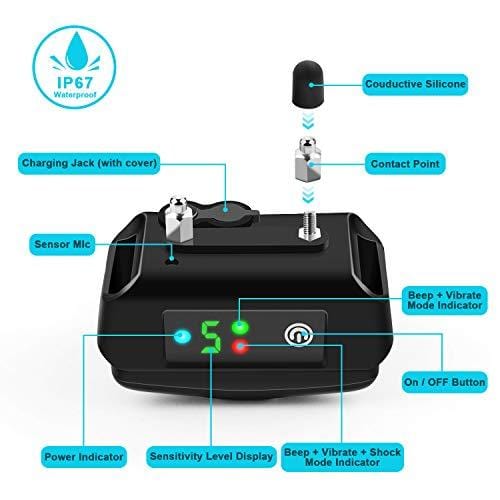 Bark Collar [2019 Upgrade Version] No Bark Collar Rechargeable Anti bark Collar with Beep Vibration and No Harm Shock Smart Detection Module Bark collar for Small Medium Large Dog