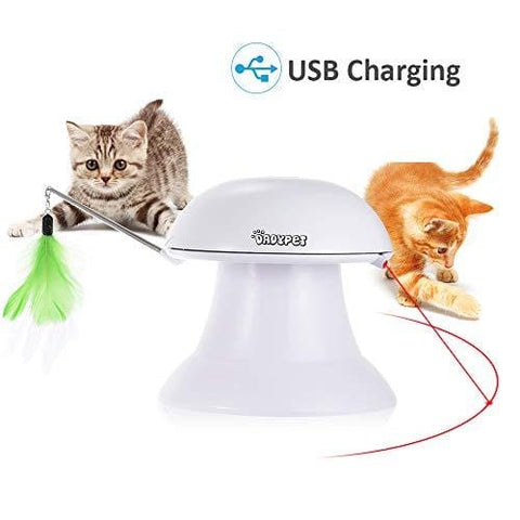 DADYPET Cat Laser Toy, 2 in 1 Automatic Non-Handheld Cat Chaser Toy and Interactive Feather Toy, Auto Rotating Light Cat Chaser Toy for Cats and Dogs