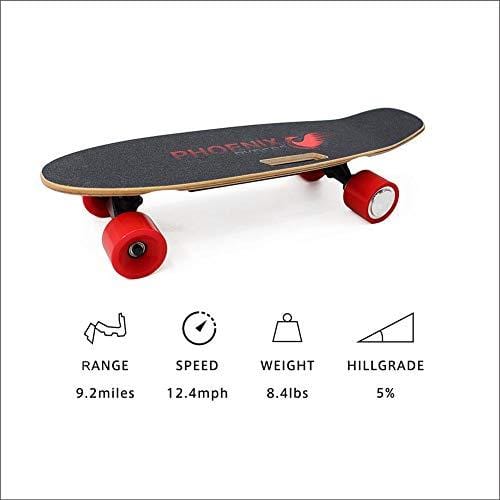 Alouette SKATEBOLT Electric Skateboard with Remote Controller - S1 Small Fish Plate, 10-20km/h 250W Hub-Motor 2.75" Durable Lightweight Wheels with Updated Board