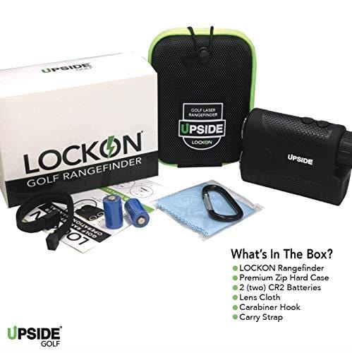 Upside Golf LOCKON Rangefinder - Worlds First Built-in Magnet, Pinseeker Lock, Slope Mode, 6X Laser Rangefinder 650+ Yards, Accurate Distance to 1 Yard, Water Resistant Tournament Legal Rangefinder