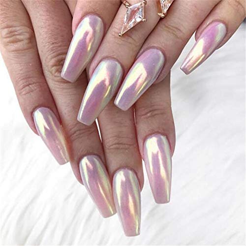 1 Piece Mermaid Nail Glitter Powder Pearl Shell Shimmer Powder Glimmer Dust Pretty Shimmer Laser Glitters Nail Art Decorations Champaign Gold Holographic Nail Flakes Rainbow Pink (Pearl Shell Powder)