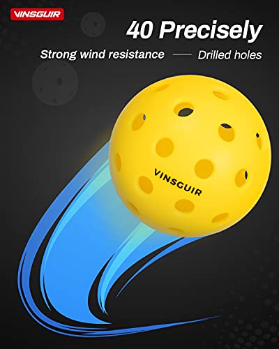 Vinsguir Pickleball Set, 8 Pack Pickleballs, USAPA Standard Pickle Balls, Pickleball Outdoor Balls, Competition Outdoor Pickle-Ball Balls, Paddle Balls for Outdoor Courts, with 2 Paddleball Mesh Net