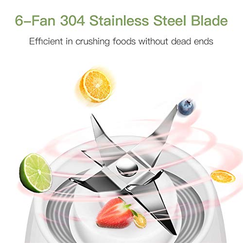 Portable Blender,inkint Personal Size Blender Juicer Cup for Shakes and Smoothies Fruit Mixer with USB Rechargeable 6 Stainless Steel Blades BPA Free 450ml