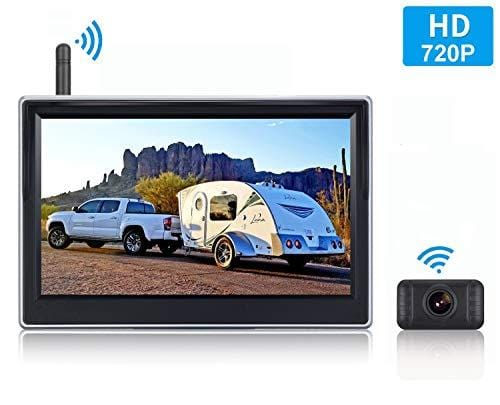 LeeKooLuu HD Digital Wireless Backup Camera for Cars,SUVs,Pickups,Trucks,Minivans High-Speed Observation 5' Monitor System Front/Rear View Camera IP69K Waterproof Night Vision Guide Lines On/Off