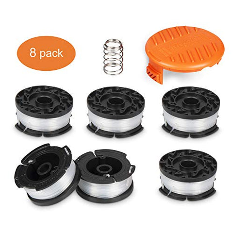 Deyard Trimmer Spool for BLACK + DECKER Autofeed System Replacement Durable AF-100 String Trimmer Edger, 30ft 0.065 inch Line String Trimmer (6 Replacement Spool, 1 Spool Cap, 1 Spring)