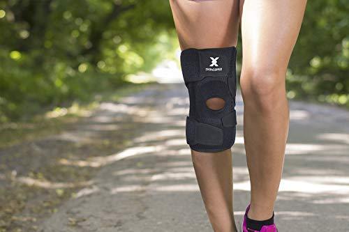 Thx4 Copper Knee Brace Support, Open Patella Side Stabilizers – for Swollen ACL, Meniscus Injuries, Arthritis, Tendonitis, Joint Pain Relief with Adjustable Compression Wrap