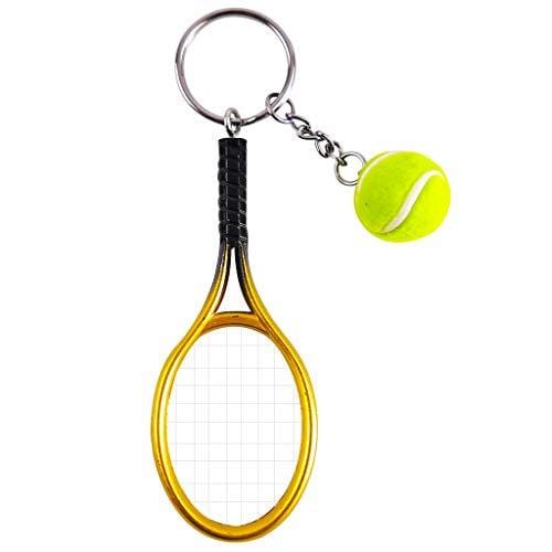 Pakala66 Tennis Racket Keychain Sport Style Tennis Ball Keyring Great Tennis Gift for Sport Lovers, 6 Color Set