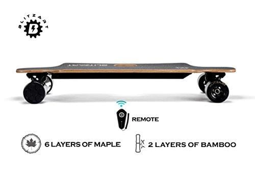 BLITZART Huracane GT 38" Dual Electric Longboard Skateboard Samsung Battery 3.5" PU Wheels Changeable Tires (Black)