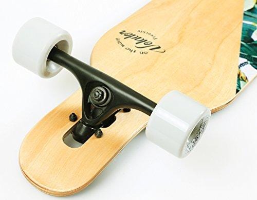 Longboard Skateboard Drop-through Cruiser - Planche érable, Flex 2 (25-84 Kg), Roues LED, Outils Inclus, Rose Fleur
