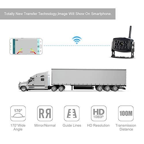 Wireless Phone Backup Camera Reversing Camera Trucks RV Trailers Campers WiFi App Backup Camera Waterproof Rearview Camera Works Smartphone, Tablet Android ... Smartphone, Tablet Android ...