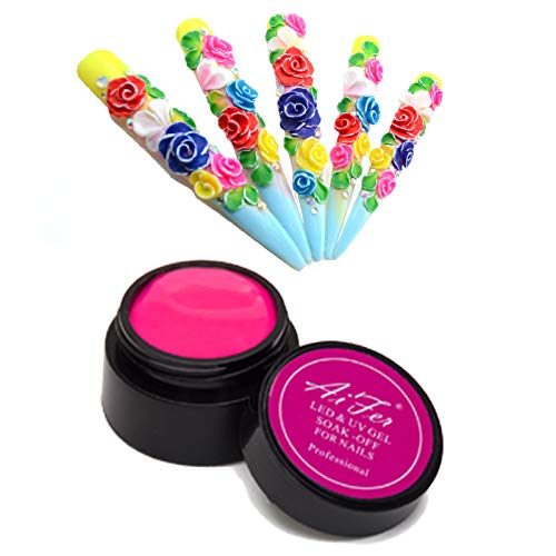 12pcs 3D Sculpture Gel, Saviland Carving Gels Nail Polish for Decoration Patterns Nail Art Kit(White,Pink,Red,Blue,Black)