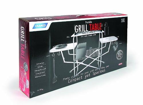 Camco Deluxe Folding Grill Table, Great for Picnics, Tailgating, Camping, RVing and Backyards; Quick Set-up and Folds Down to Only 6 Inches Tall for Convenient Storage (57293)