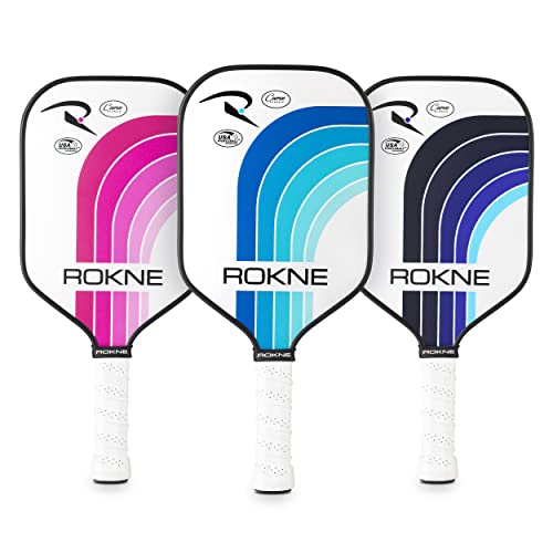 ROKNE Curve Classic Pickleball Paddle | USAPA Approved | Soft Touch, Max Spin | Textured Fiberglass Racket Surface, Polypropylene Honeycomb Core, Composite Handle, Cushion Comfort Racquet Grip | Black