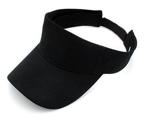 Top Level Sun Sports Visor Men Women - 100% Cotton One Size Cap Hat, BLK