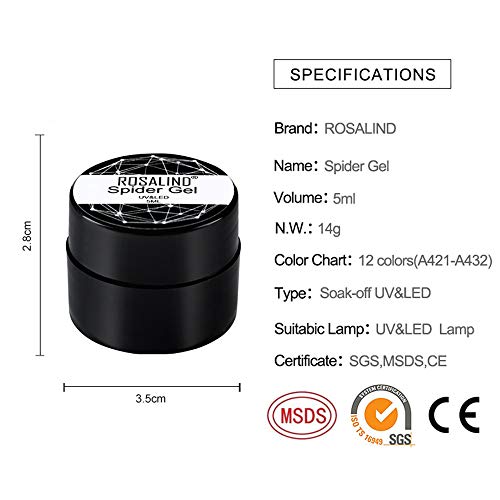 ROSLAIND 12 Colors Spider Gel Nail Polish, Spider Gel for Nail Art Paint Design Nail Art Wire Drawing Gel for Line with Gift Box
