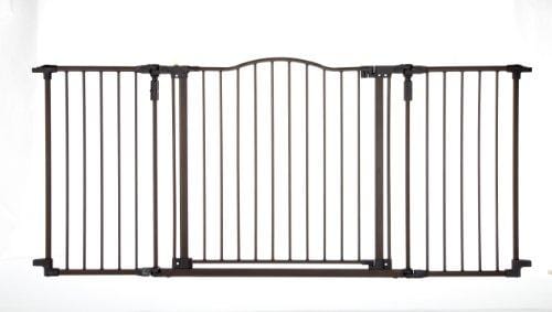 North States 72" Wide Deluxe Décor Baby Gate: Provides safety in extra-wide spaces with added one-hand functionality. Hardware mount. Fits 38.3"-72" wide (30" tall, Bronze)