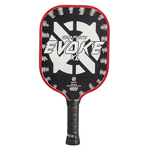 Onix Graphite Evoke XL Pickleball Paddle Features Polypropylene Core, Graphite Face, and Oversized Shape, White