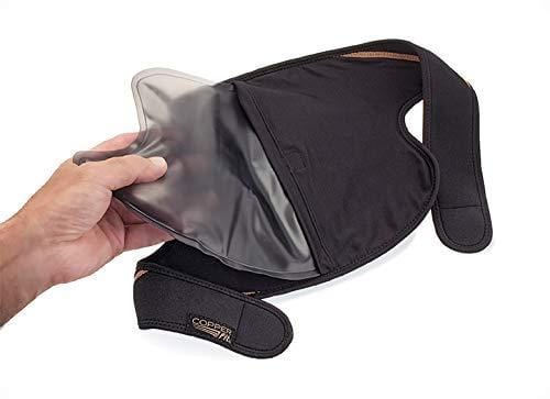 Copper Fit Unisex-Adult's Rapid Relief Knee Wrap with Hold/Cold Therapy, Black, One Size Fits All