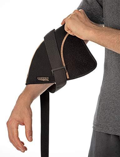 Copper Fit Unisex-Adult's Rapid Relief Shoulder Wrap with Hot/Cold Ice Pack, Black, One Size Fits All