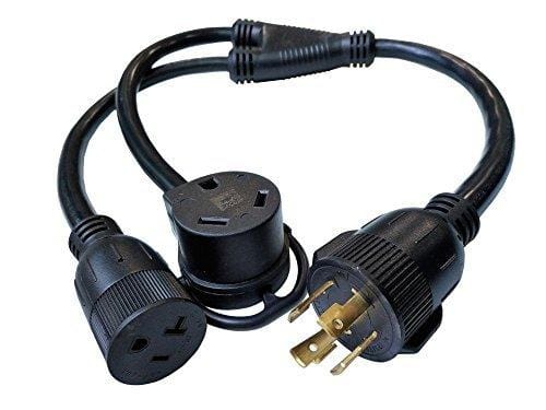 Parkworld 885873 Splitter L14-30P Male to TT-30R & Generator 5-20R (Household 5-15R) Female, Generator Y Adapter Cord 4-Prong 30 AMP Locking Plug to RV & Regular Receptacle