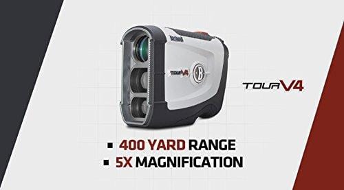 Bushnell Tour V4 (Standard) Golf Rangefinder Patriot Pack Bundle - with Carrying Case, Blue Protective Skin, PlayBetter Microfiber Towel and Two (2) CR2 Batteries