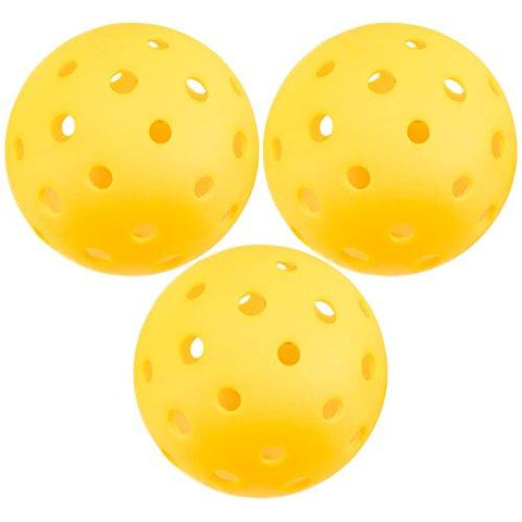 Crown Sporting Goods Pickleball Balls, Standard Size (40 Hole Pattern) - Outdoor Game, Practice, Training Polymer Balls, Goldenrod Yellow (3-Pack)