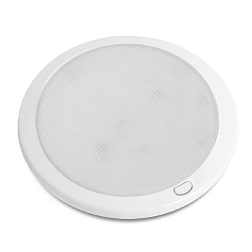 Dream Lighting 12volt LED Panel Ceiling Dome Light Fixture with Switch for RV Motorhome & Marine-8.5 Inches, with Memory Function, Cool White & Blue