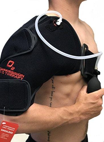 O2 Cold Therapy Shoulder Brace with Ice Pack and Air Compression Wrap, Universal