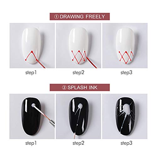 COSCELIA 6 Colors Drawing Gel Nail Polish Painting Brush Soak off Nail Art Gel Paint Drawing Line