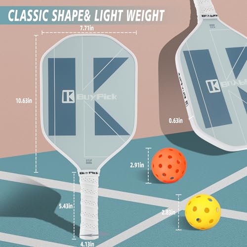 BuyPick Pickleball Paddles Set of 2, USAPA Approved Carbon Fiber Surface Paddles with Anti-Slip Sweat-Absorbing Grip &16MM Racket, Light Pickleball Set with 2 Pickleball Paddle 4 PE Balls& 1 Bag