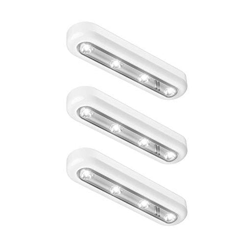 OxyLED Tap Closet Lights, One Touch Light, Stick-on Anywhere 4-Led Touch Tap Light, Cordless Touch Sensor LED Night Light, Battery Operated Stair Safe Lights, 180° Rotation, 3 Pack