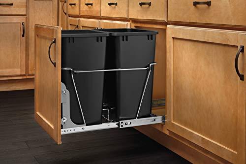 Rev-A-Shelf - RV-18KD-18C S - Double 35 Qt. Pull-Out Black and Chrome Waste Container