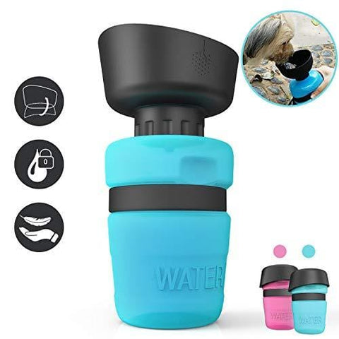 lesotc Pet Water Bottle for Dogs, Dog Water Bottle Foldable, Dog Travel Water Bottle, Dog Water Dispenser, Lightweight & Convenient for Travel BPA Free 18 OZ. (Blue)