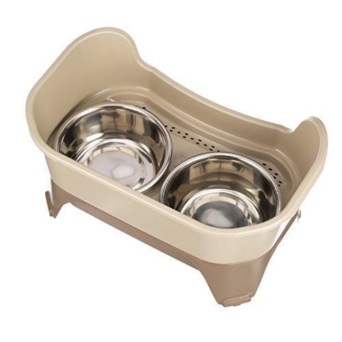 Neater Feeder Express (Medium to Large Dog, Champagne) - with Stainless Steel, Drip Proof, No Tip and Non Slip Dog Bowls and Mess Proof Pet Feeder