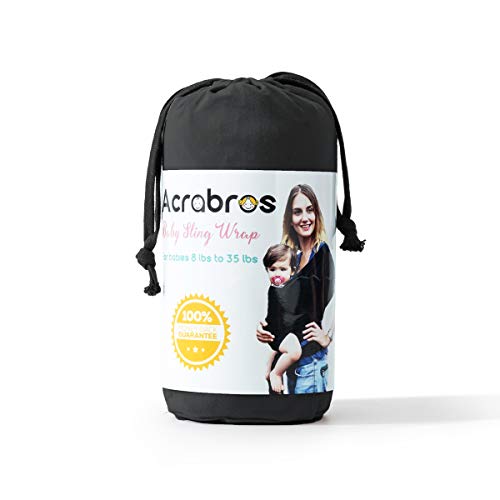 Acrabros Baby Wrap Carrier,Hands Free Baby Carrier Sling,Lightweight,Breathable,Softness,Perfect for Newborn Infants and Babies Shower Gift,Black