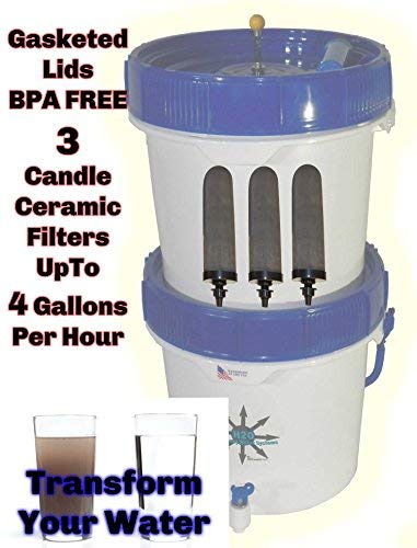 SHTFandGO Gravity Well Ultra Water Filter Purifier 9000+ Gallons with 3 Black Candle Filters