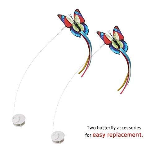 Zenes Butterfly Cat Toy - Electric Flutter Rotating Butterfly, Funny Cat Teaser Toy Two Replacement, White
