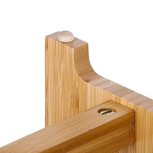 FOREYY Raised Pet Bowls for Medium and Large Dogs - Bamboo Elevated Dog Cat Food and Water Bowls Stand Feeder with 2 Stainless Steel Bowls and Anti Slip Feet (New 10'' Tall)