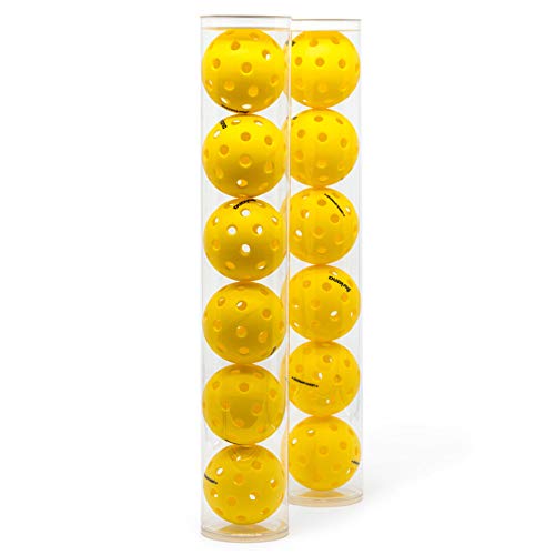 Pickleball Ball Set | Professional USAPA Approved for Sanctioned Tournament Play | 40 Holes & Specifically Designed for Outdoor Courts | Yellow, 6 or 12 Balls Pack (Yellow 12 Balls Pack)