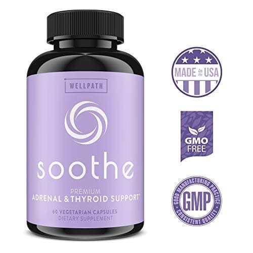 SOOTHE Adrenal Support & Thyroid Support Supplement - Natural Formula That Promotes Energy, Metabolism, Adrenal Fatigue Relief, Stress Response | Ashwagandha, Rhodiola, Zinc | Cortisol Balance | Vegan