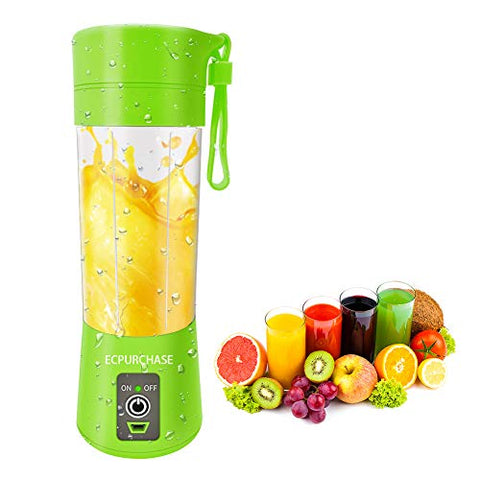 Portable Blender Single Serve, Personal Size Blender USB Rechargeable Juicer Cup Fruit Mixing Machine Baby Travel 380ml FDA, BPA-Free (Green)