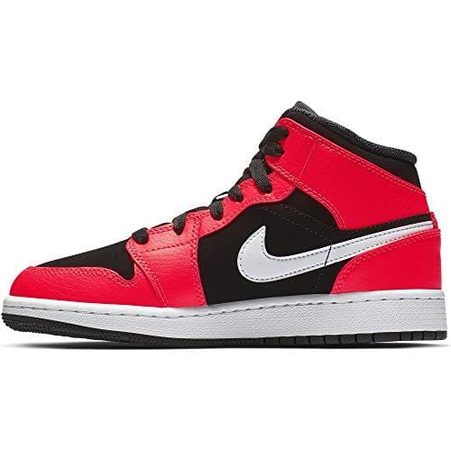 Jordan Boy's Air Jordan 1 Mid (GS) Basketball Shoe, Black/Infrared 23/White, 5.5 M US Big Kid