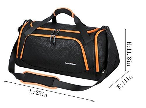 Sports Duffel Bag Gym Bag Travel Duffle for Men and Women with Shoes Compartment - Mouteenoo (One Size, Black/Orange)