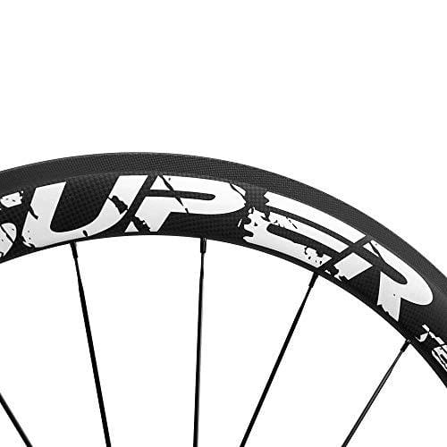 Superteam 50mm Clincher Wheelset 700c 23mm Width Cycling Racing Road Carbon Wheel Decal (White Decal)