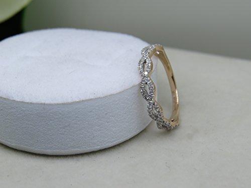 Dazzlingrock Collection 0.20 Carat (ctw) 10K Round Diamond Ladies Swirl Anniversary Wedding Band Stackable Ring 1/5 CT, Rose Gold, Size 7.5