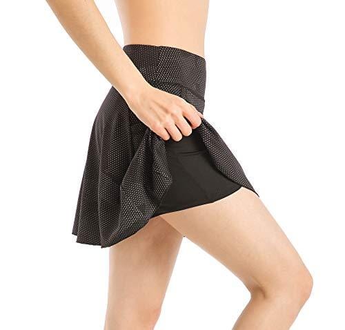 EAST HONG Women's Golf Skort Tennis Running Workout Skort (M, Star Point Black)